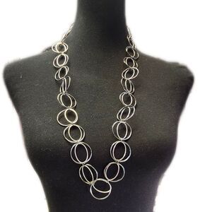 Daisy Fuentes Silver & Black Toned Loop Metallic Necklace, 16"